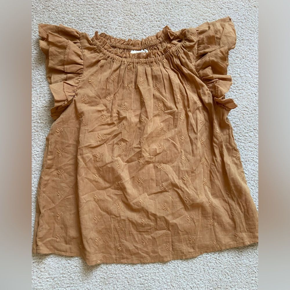 Women's Rust Brown Ruffle Sleeve Top